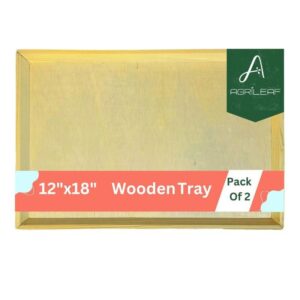 AGRILEAF Pine Wood Tray for Serving Rectangular Wooden Trays with Inclined Edges, Ideal for Breakfast, Tea, Coffee Table, Snacks, Home Decor Pack of 2(18 x 12 x 1 Inches)