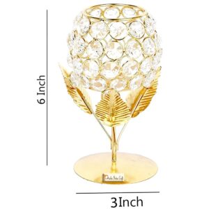 Crystal Tealight Candle Holder Gold Plated