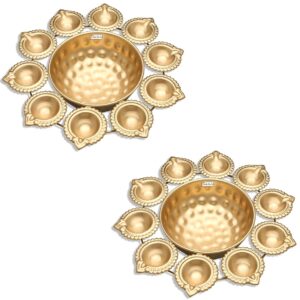 Golden Urli Bowl 10 Diyas | Set of 2