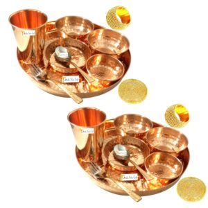 Handcrafted Copper Dinner Thali Set | 20 Pieces