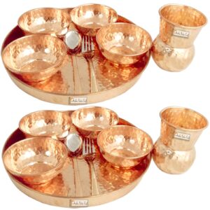 Handcrafted Pure Copper Thali Set for 2