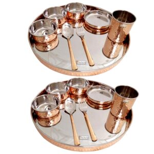 Stainless Steel Copperware Dinner Thali Set for 2