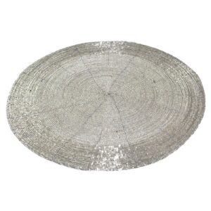 Beaded Dining Table Tablemat | Set of 2 | Silver