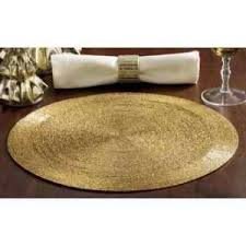 Golden Round Beaded Placemat | Set of 2