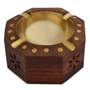 Wooden Hexagon Shaped Ashtray for Cigar and Cigarettes