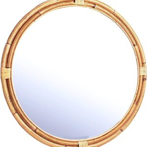 Rattan Frame Round Mirror | Large -16" Dia