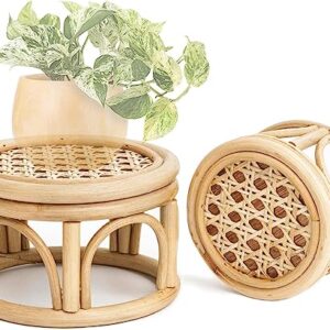 Boho Rattan Wicker Riser Plant Stand Indoor | 7.0" & 5.5"