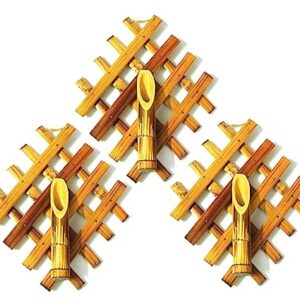 Bamboo Wooden Wall Hanging Flower Vases | Trapezoid 3D Shape | Pack of 3