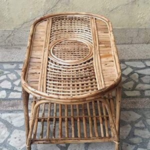 Rattan Modern Oval Centre Table Multi-Use Shelf for Living Room