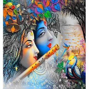 Style UR Home - Radha Krishna on Canvas - 2 Ft  X  1.5 Ft