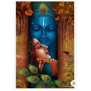 Style UR Home - Radha Krishna in Wall Art Print - 18x 12  -Vinyl Non Tearable High Quality Vastu Complaint Printed Poster.
