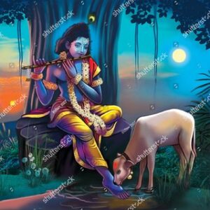 Style UR Home - Lord Krishna with Cow - 2 Ft  X  2 Ft