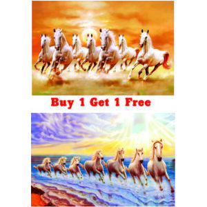 Style UR Home - White Seven Horse Running Wallpaper Poster  18 x 12 - 2 pcs